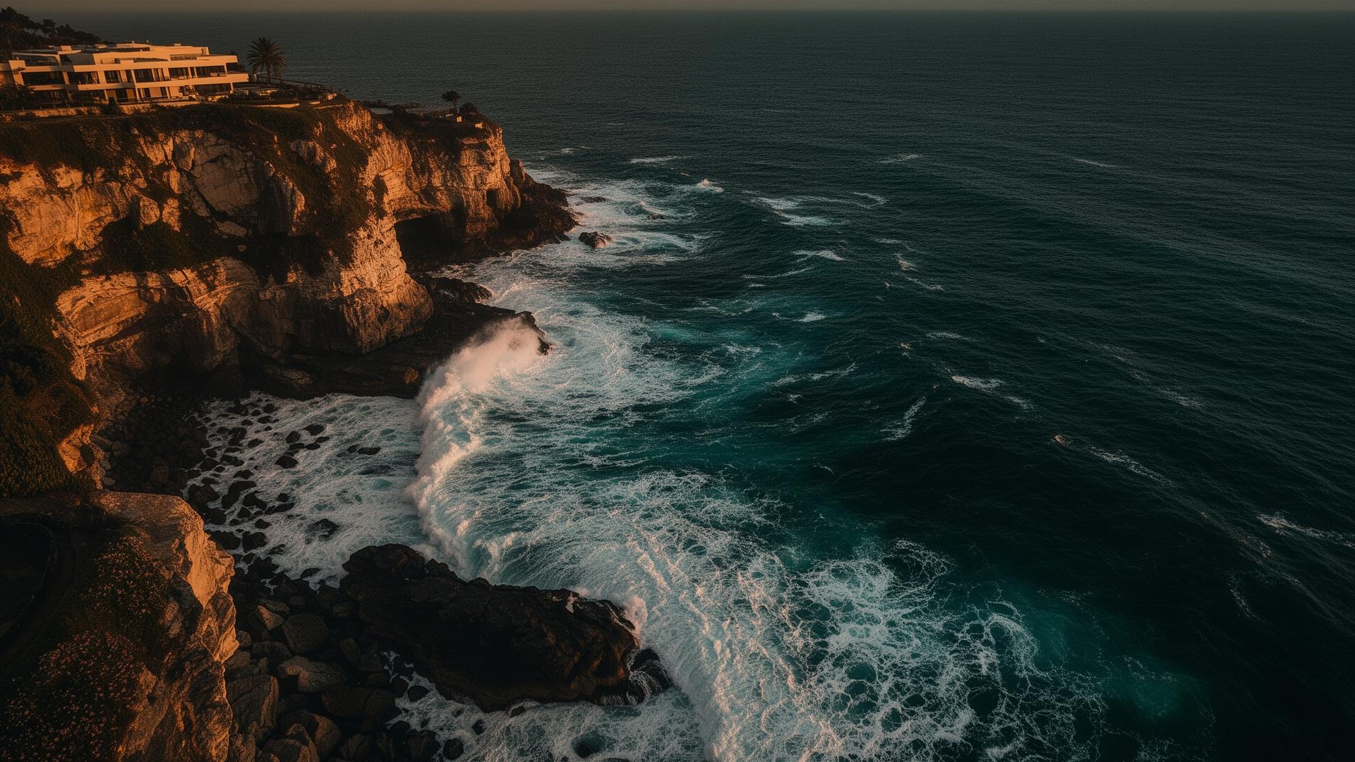 Peaceful coastal cliffs at golden hour